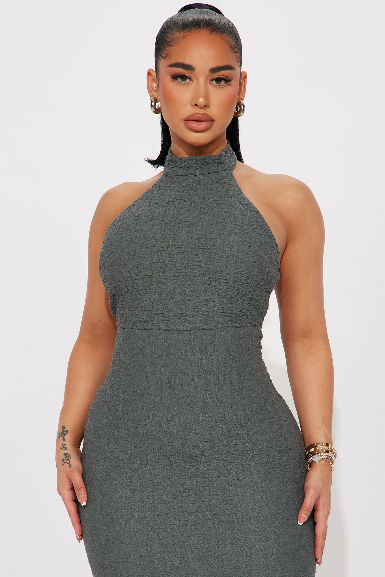 Taelynn Textured Maxi Dress - Charcoal