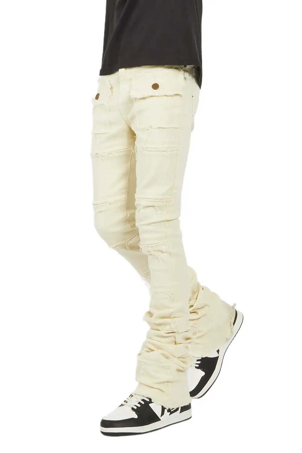 Zevon Cream Super Stacked Flare Jean