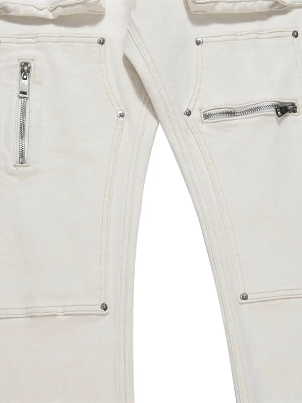 High Street Zipper Patchwork Pocket Denim Pants