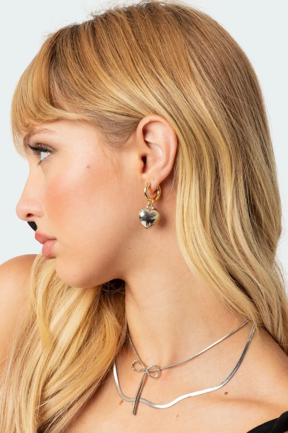 Mixed Metal Heart Hoop Earrings