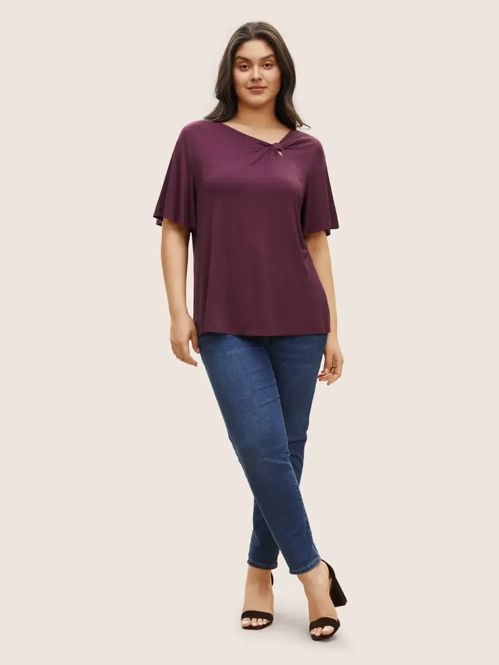 Supersoft Essentials Twist Front Asymmetrical Neck T-Shirt
