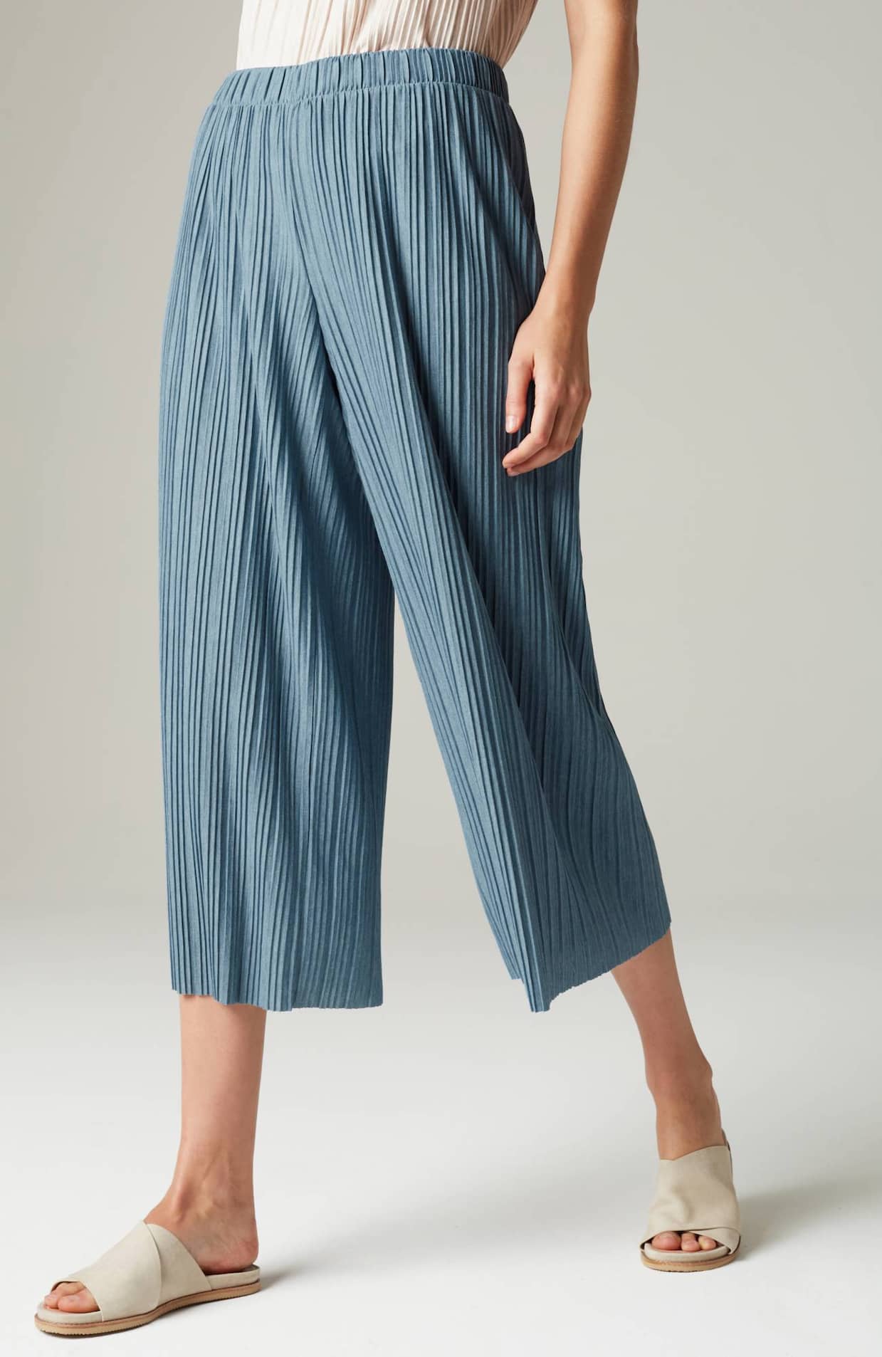 pure jill pleated jersey-knit crops