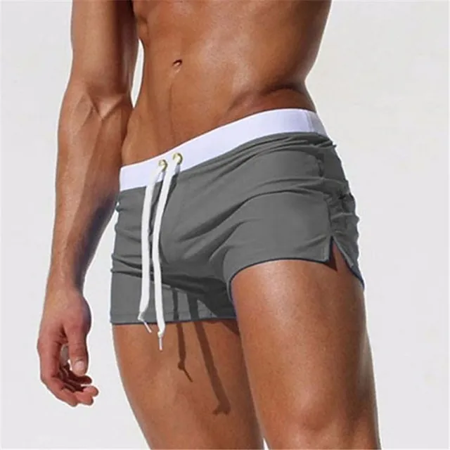 Men's Swim Shorts Swim Trunks Board Shorts Swim Brief Drawstring Elastic Waist Zipper Pocket Solid Color Breathable Quick Dry Short Casual Daily Beach Fashion Classic Style ArmyGreen Black