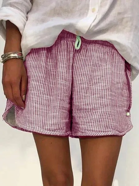 Stripes Women Casual Summer Shorts Shorts