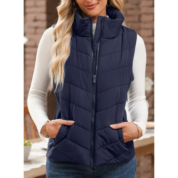 ✨️Cozy Without Bulk: Puffer Vest Women Sleeveless Zip Up Outerwear