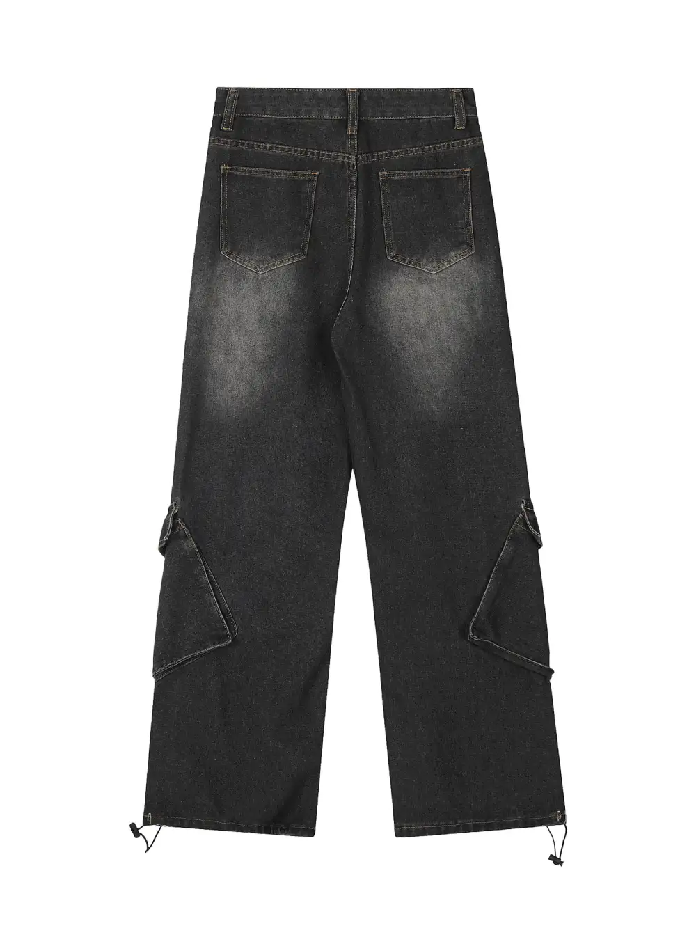Washed Distressed Workwear Hip-Hop Jeans