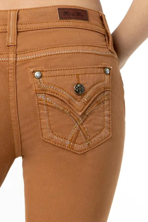 Camel Cross Stitch Straight Jeans