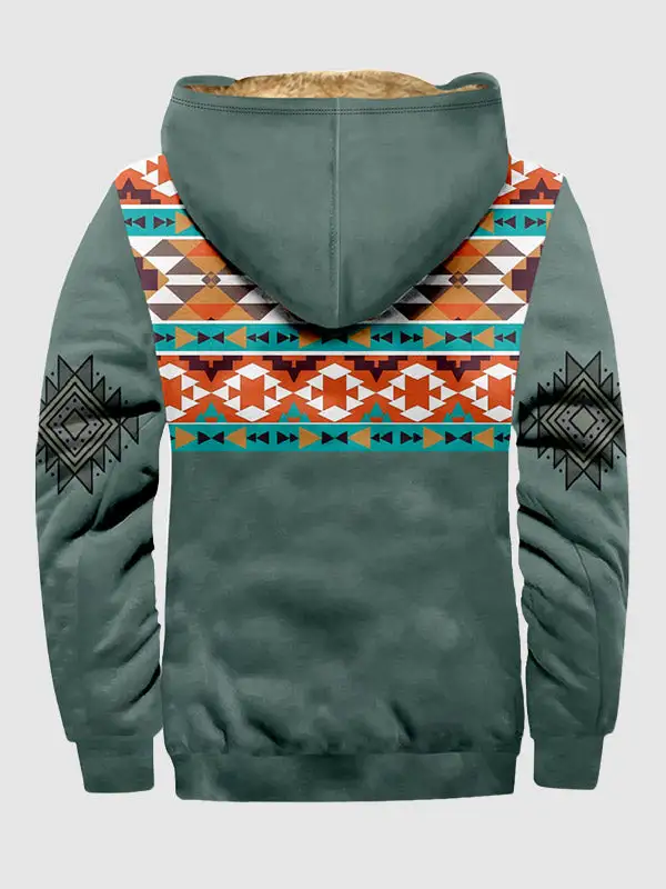 Men's Vintage Fleece Full Zip Hoodie Fleece Sherpa Jacket