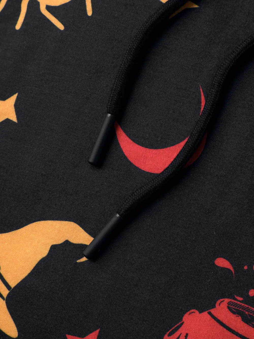 Witchy Pumpkin Print Neck Tie Hoodie