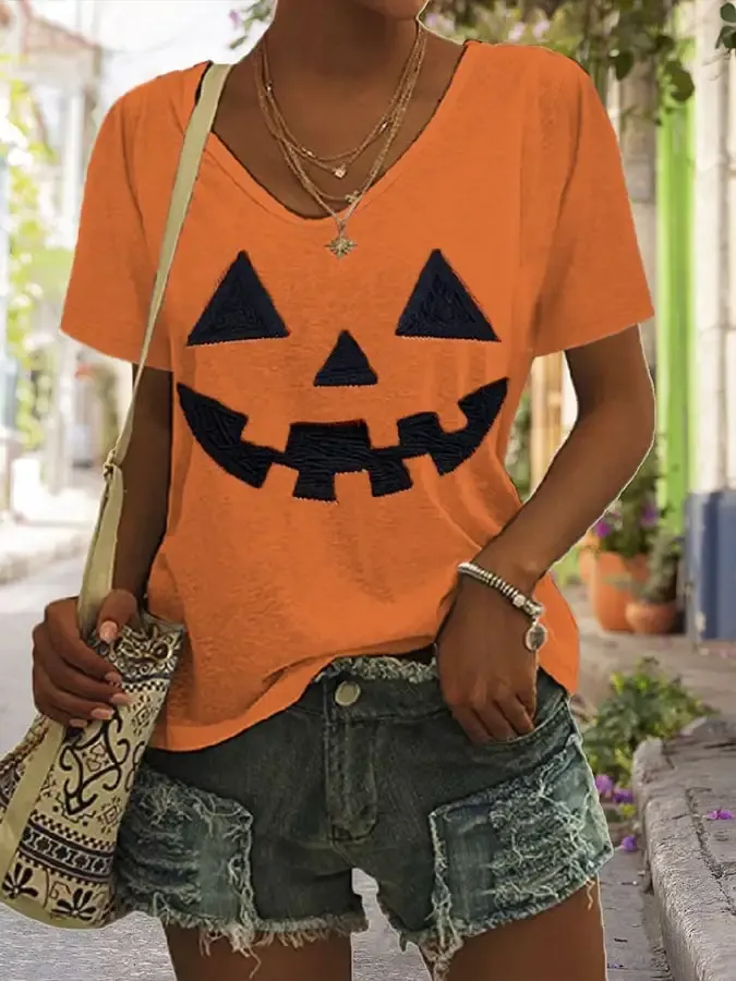 Women's Pumpkin Print T-Shirt