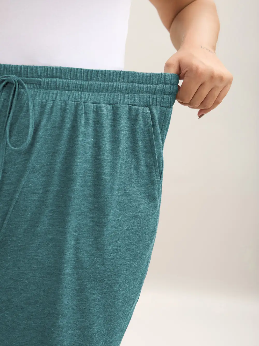 Mixed Color Knit Drawstring Loungewear Bottoms