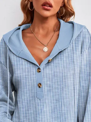 Striped Casual Hoodie Hoodie