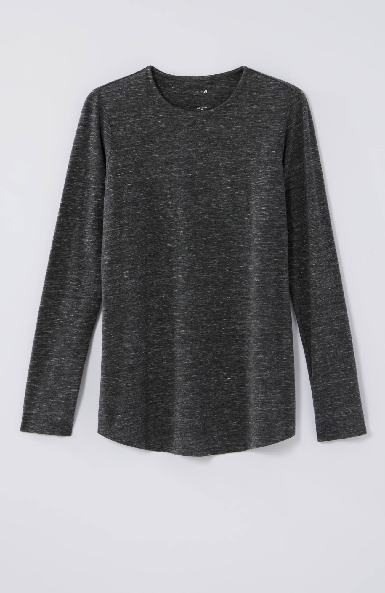 pure jill long-sleeve shirttail tee