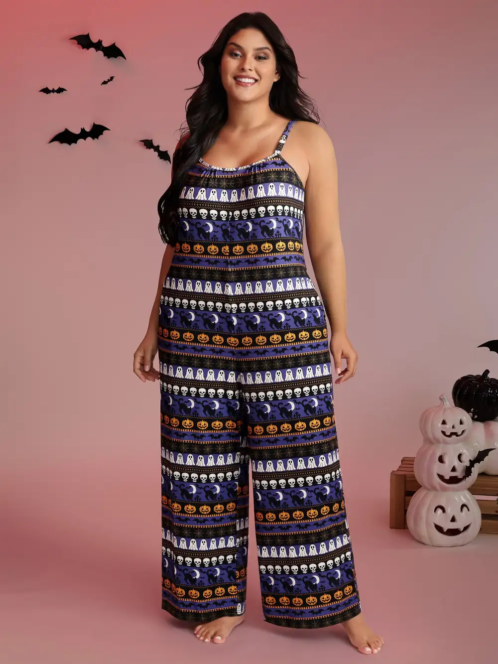 Supersoft Halloween Print Pockets Sleep Jumpsuit