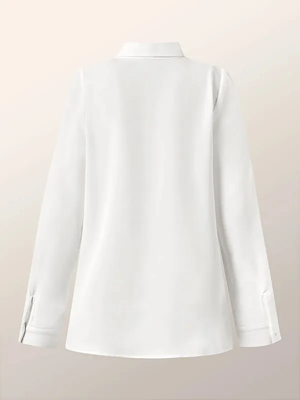 Original White Asymmetric Lapel Split-Joint Blouse