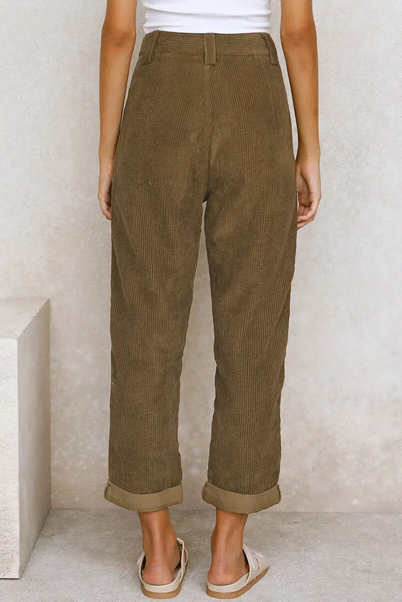 women's corduroy loose straight trousers