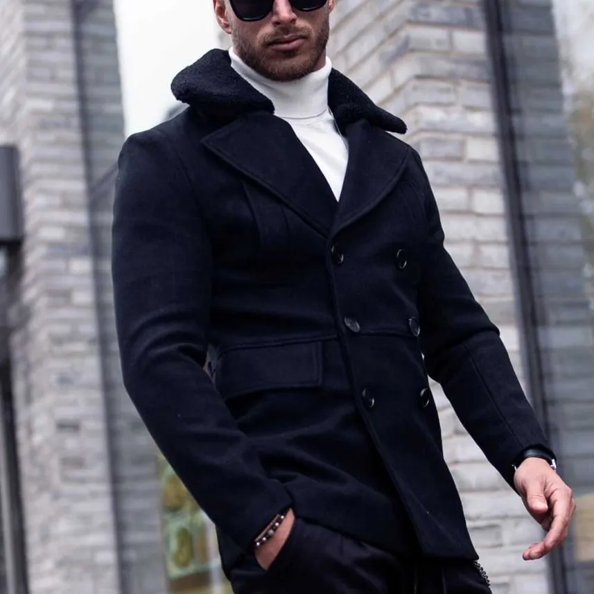 Bonucci Leather Coat Short Black