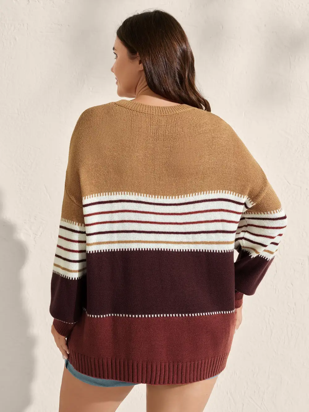 Color Block Striped Contrast Pullover
