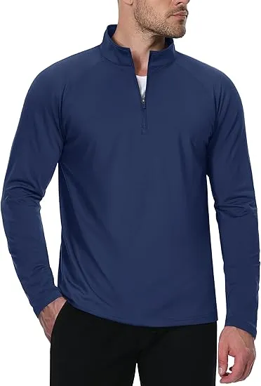 Men’s Zipper Mock Neck Sweatshirt – Casual Thermal Top