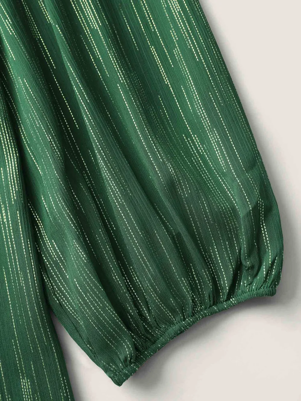 Gold Stamp Sheer Collar-Tie Blouse