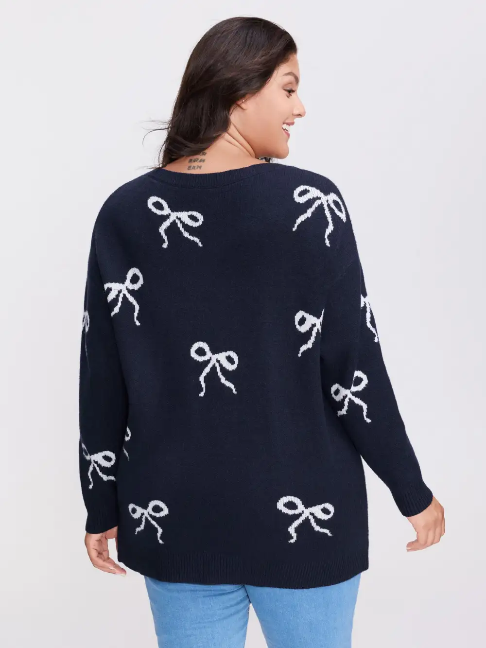 Supersoft Bowknot Boat Neckline Pullover