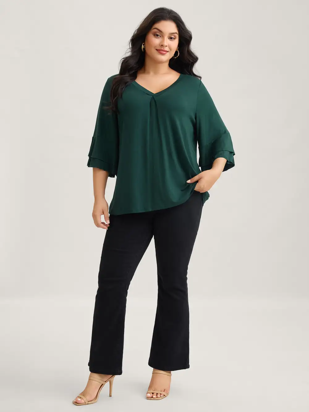 Supersoft Essentials Ruffle Layered Sleeve Pleated T-shirt