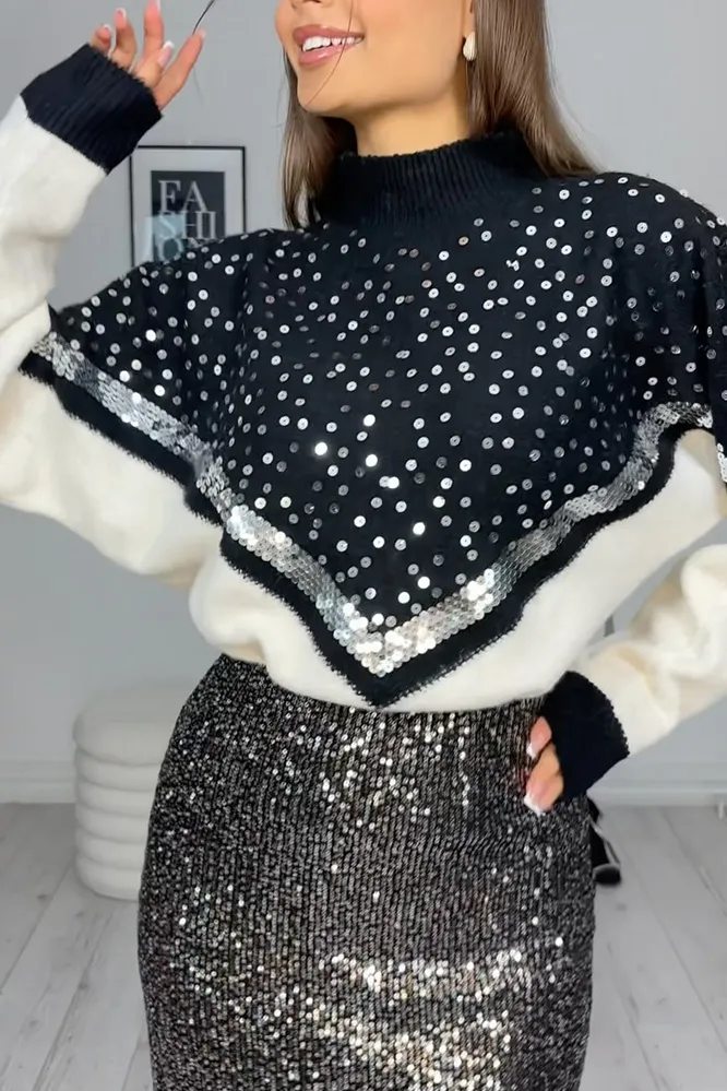 Women's fashion leopard print sequined sweater