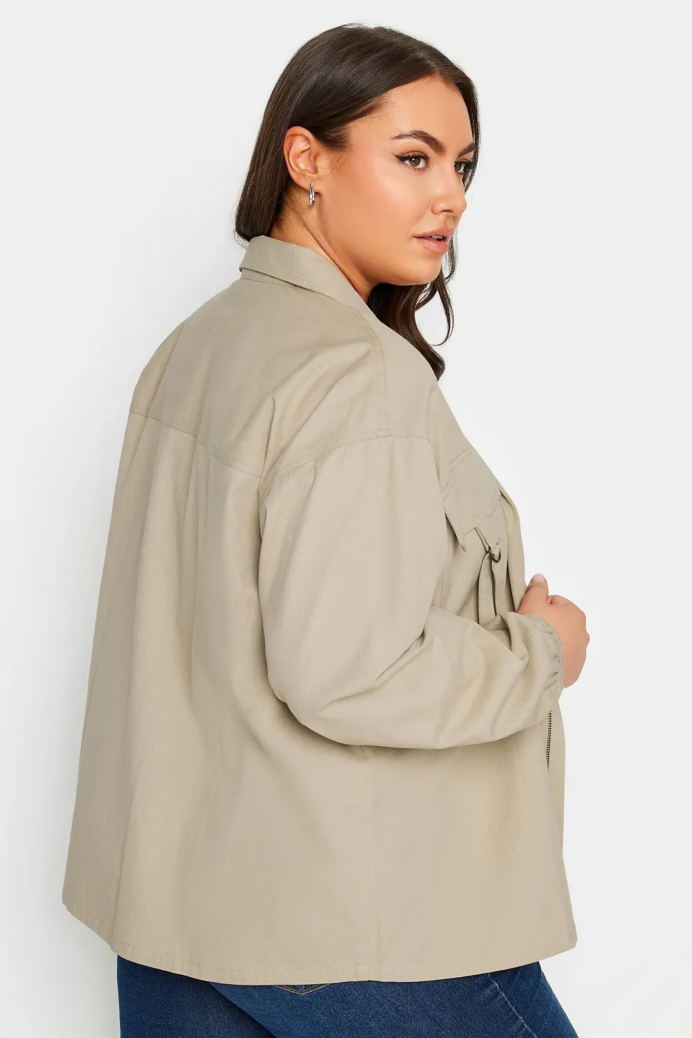 YOURS Curve Stone Brown Utility Bomber Jacket