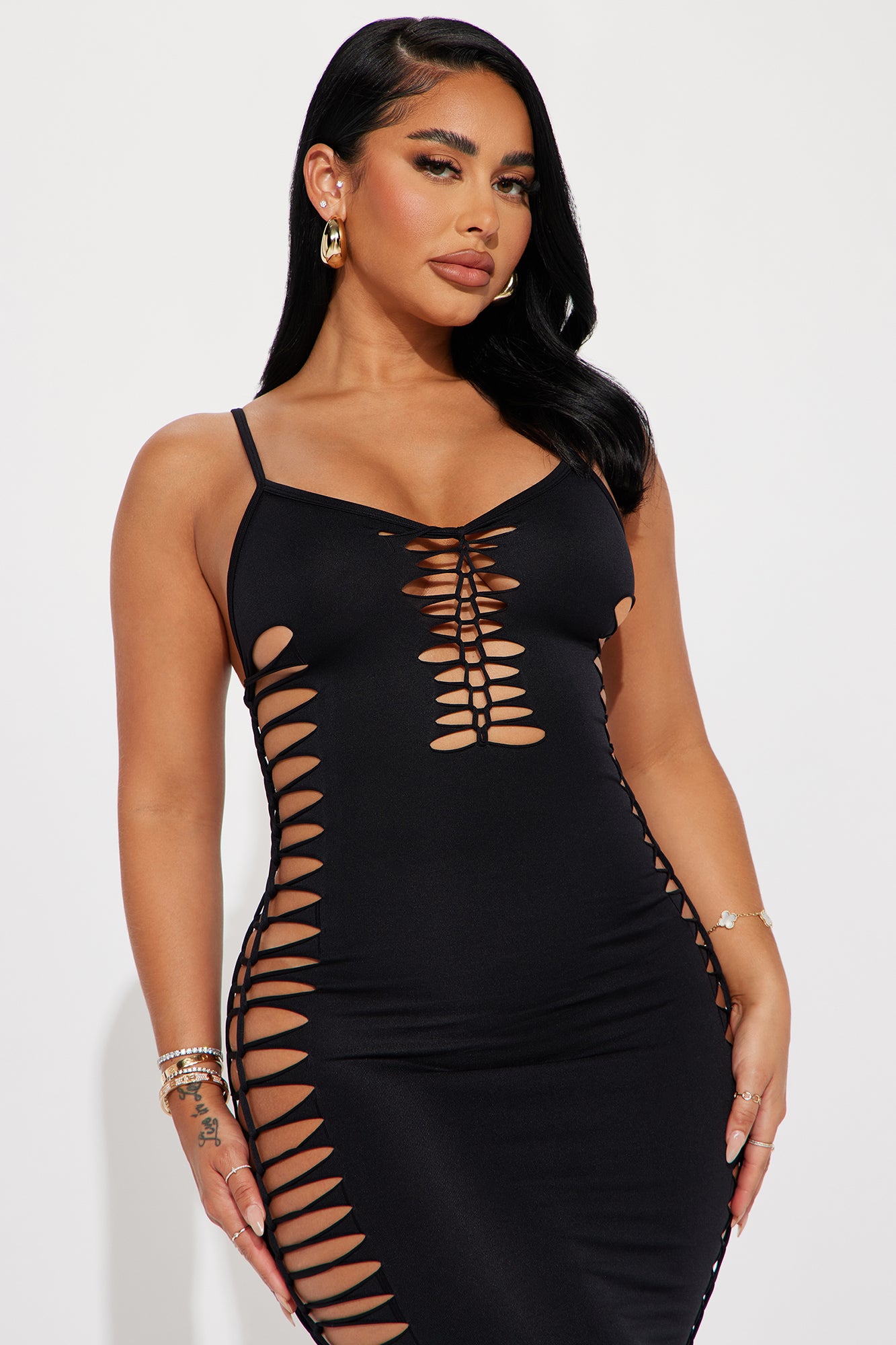 Bailey Braided Midi Dress - Black
