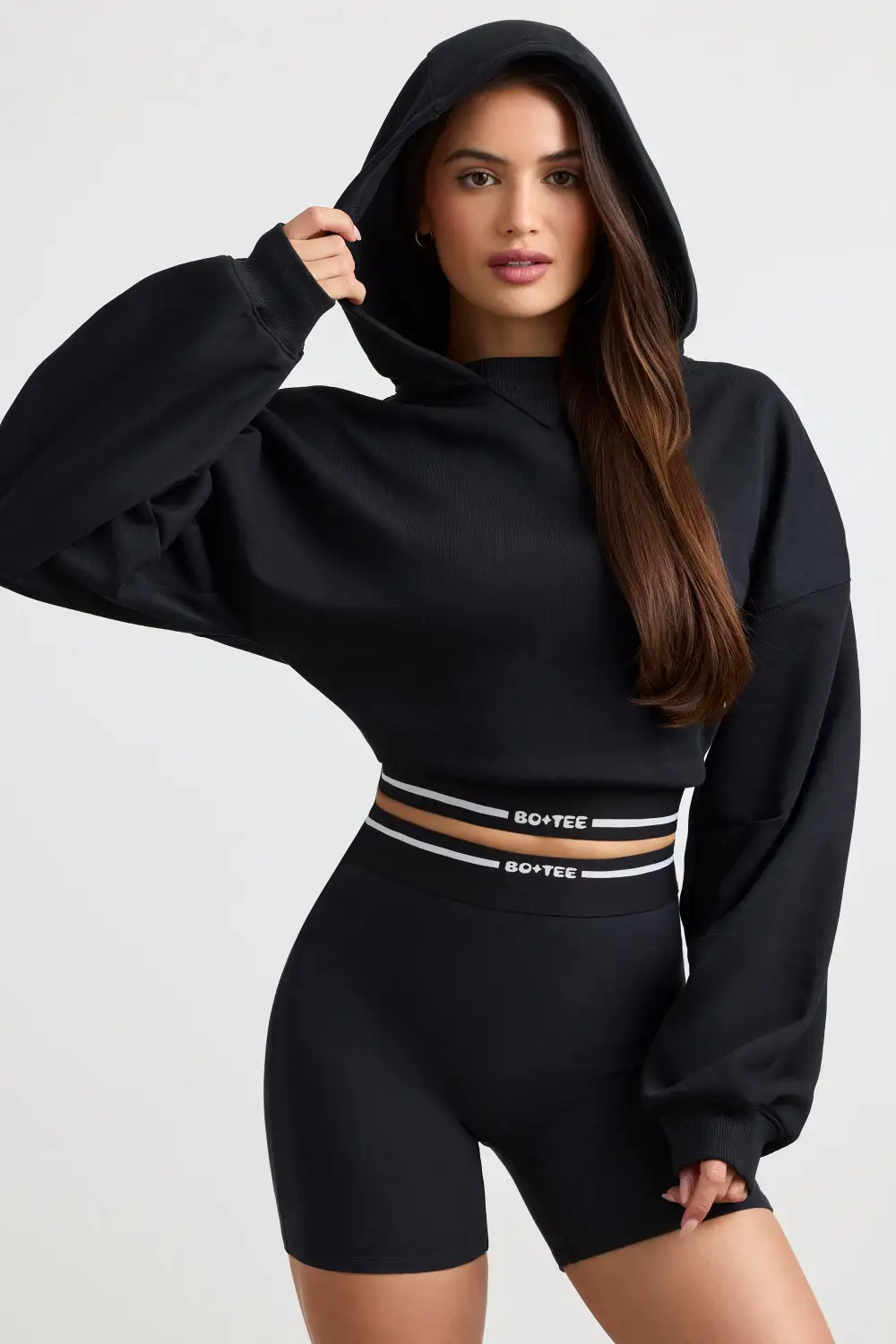 Pause - Cropped Hoodie in Black