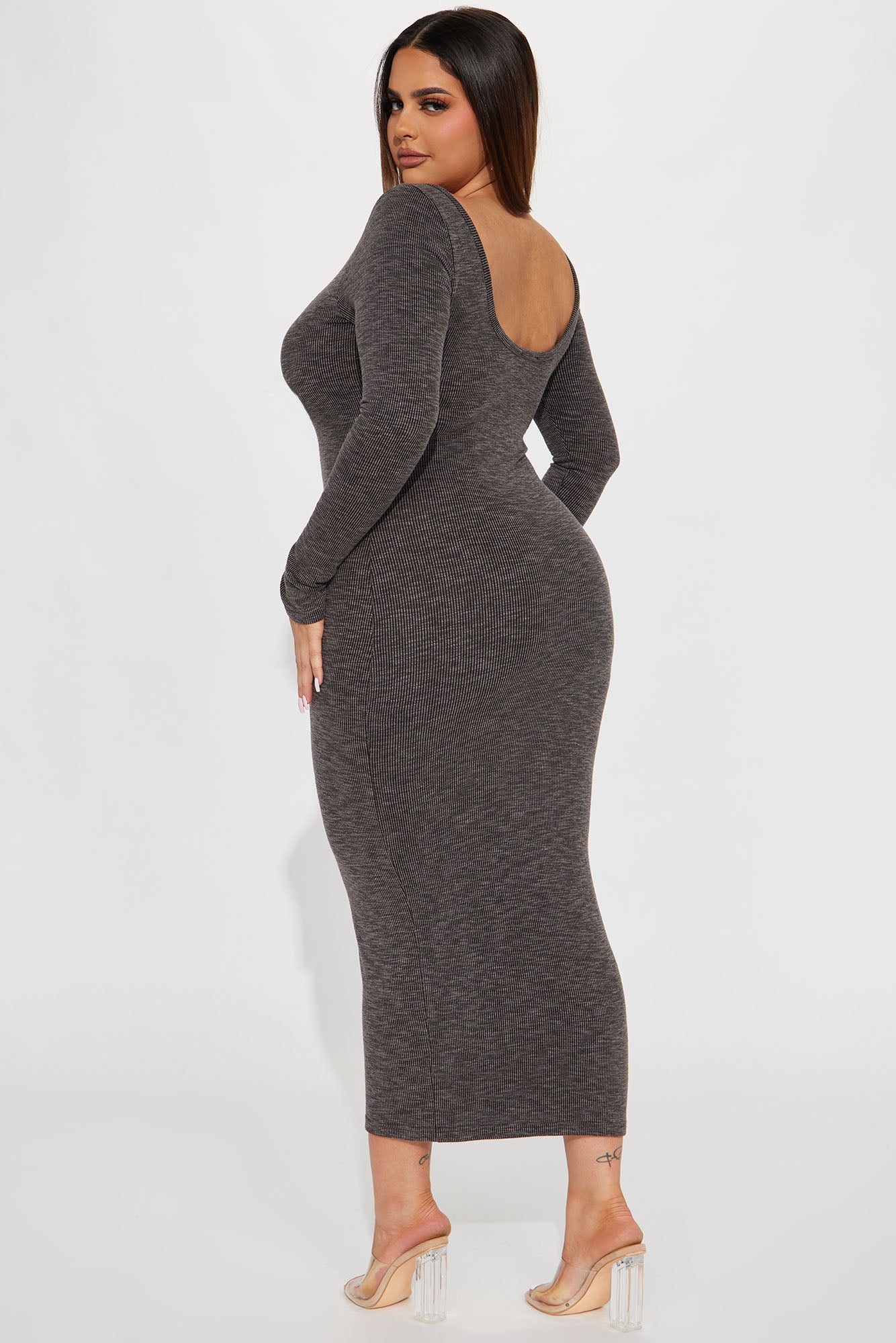 Come With Me Ribbed Maxi Dress - Charcoal