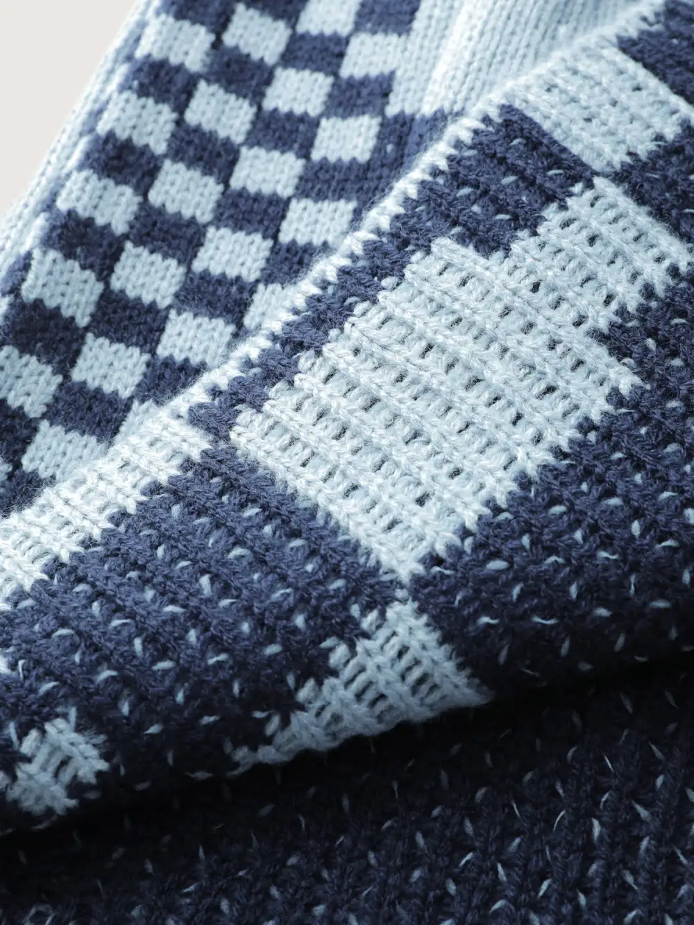 Checkered Relaxed-Fit Drop Shoulder Cardigan