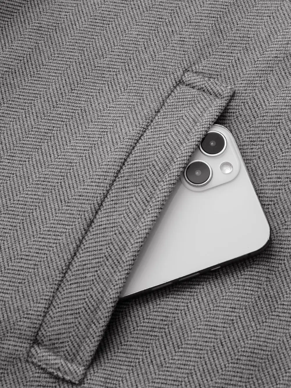 Herringbone Button Belted Lined Coat