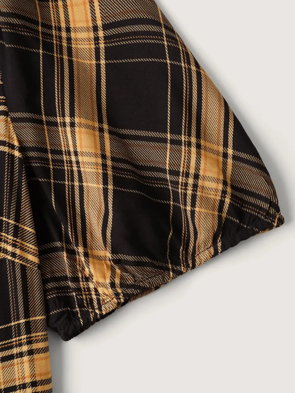 Plaid Print Side Pockets Midi Shirt Dress