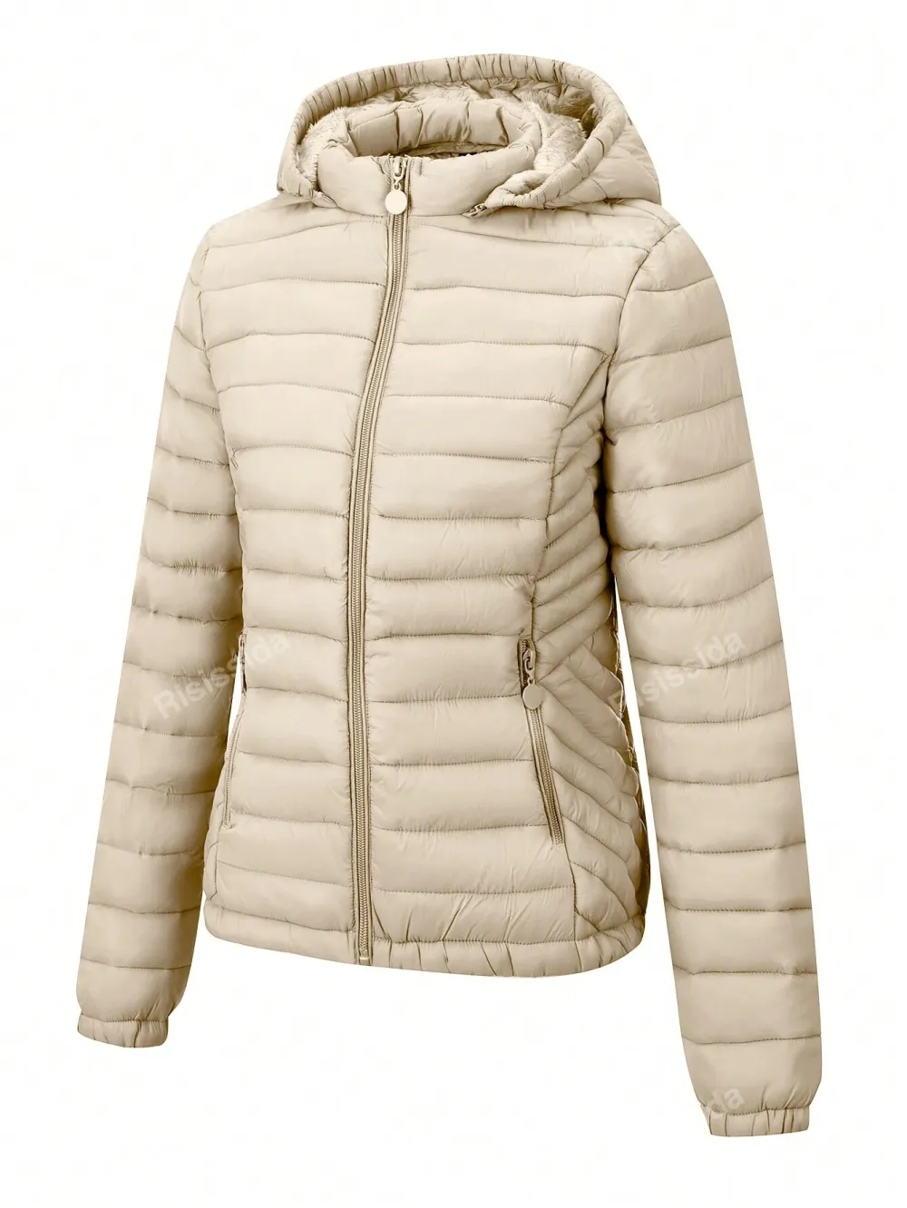 Women's Minimalist Warm Hooded Padded Coat With Pockets, Puffer Jacket For Autumn/Winter
