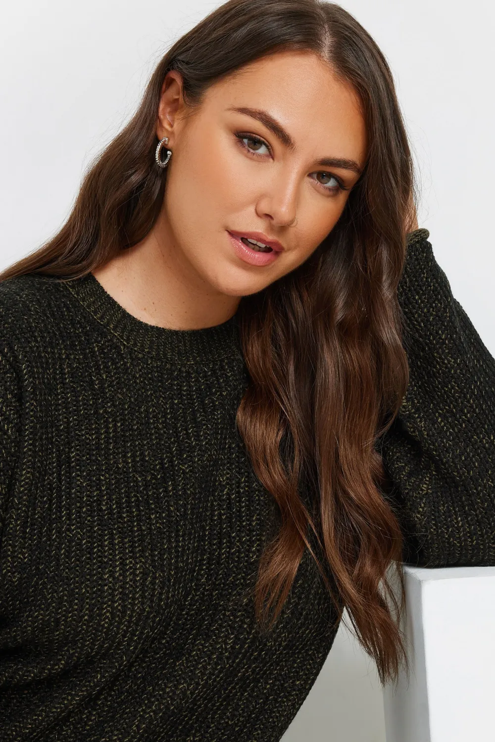 YOURS Curve Navy Blue Drop Shoulder Knitted Jumper
