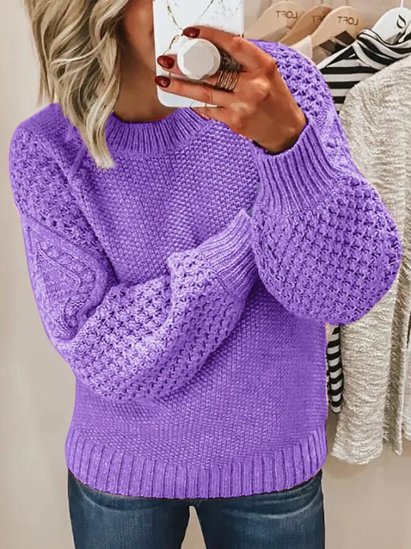 Crew Neck Jacquard Knit Sweater