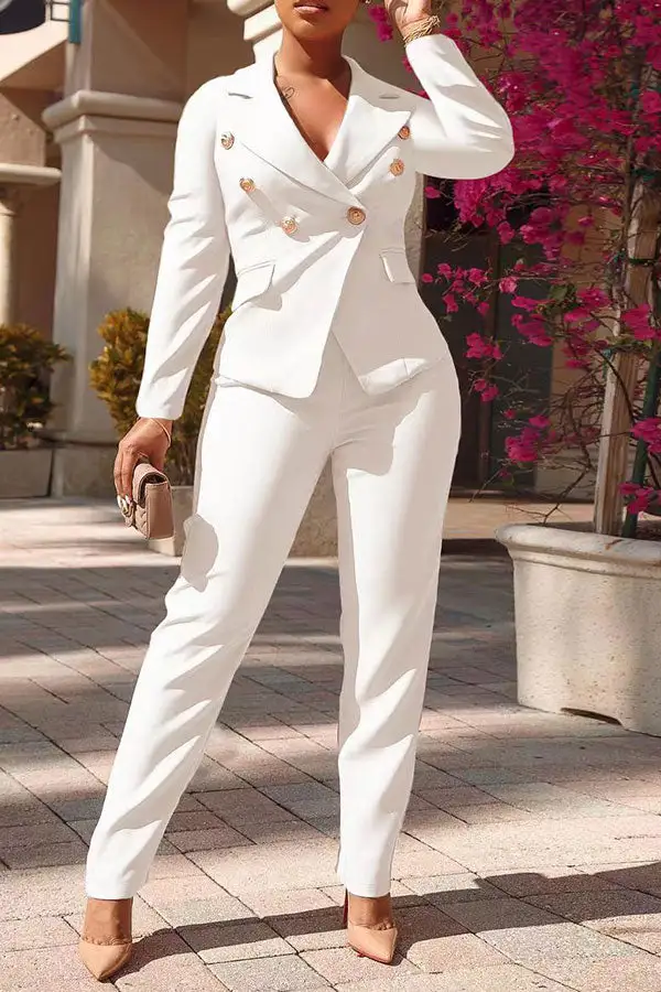  Modern Double Breasted Pant Suit