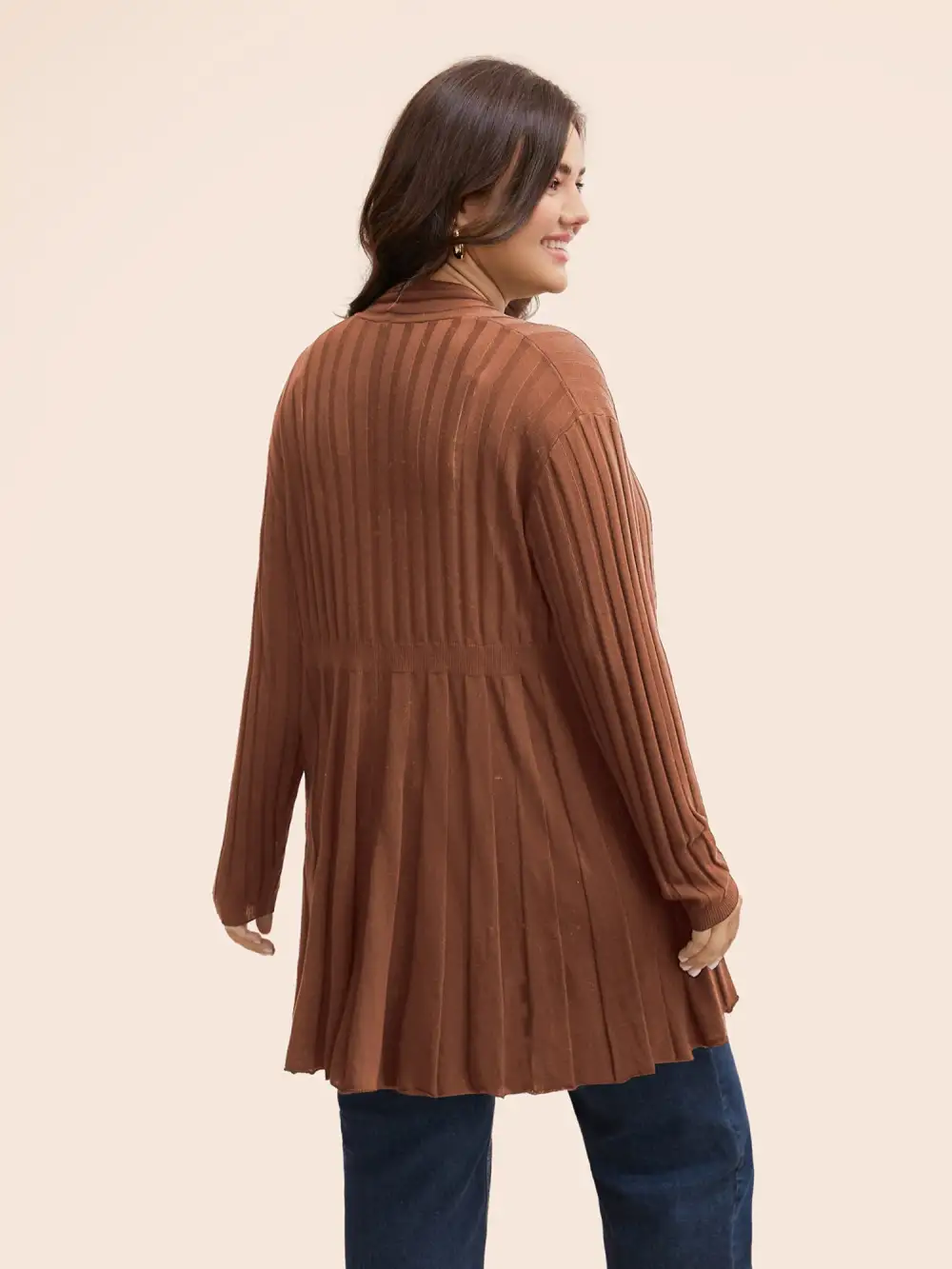 Plain Textured Kimono Collar Cardigan