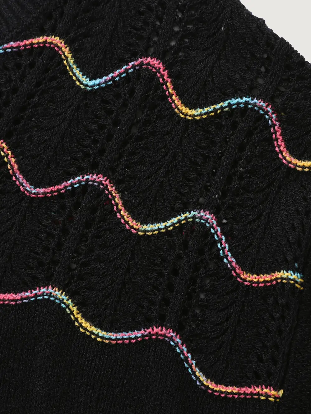 Ripple Textured Sheer Neck Backless Pullover