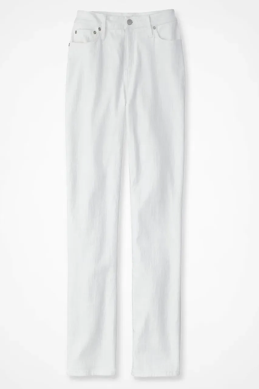 Knit Denim High Rise Straight-Leg Jeans