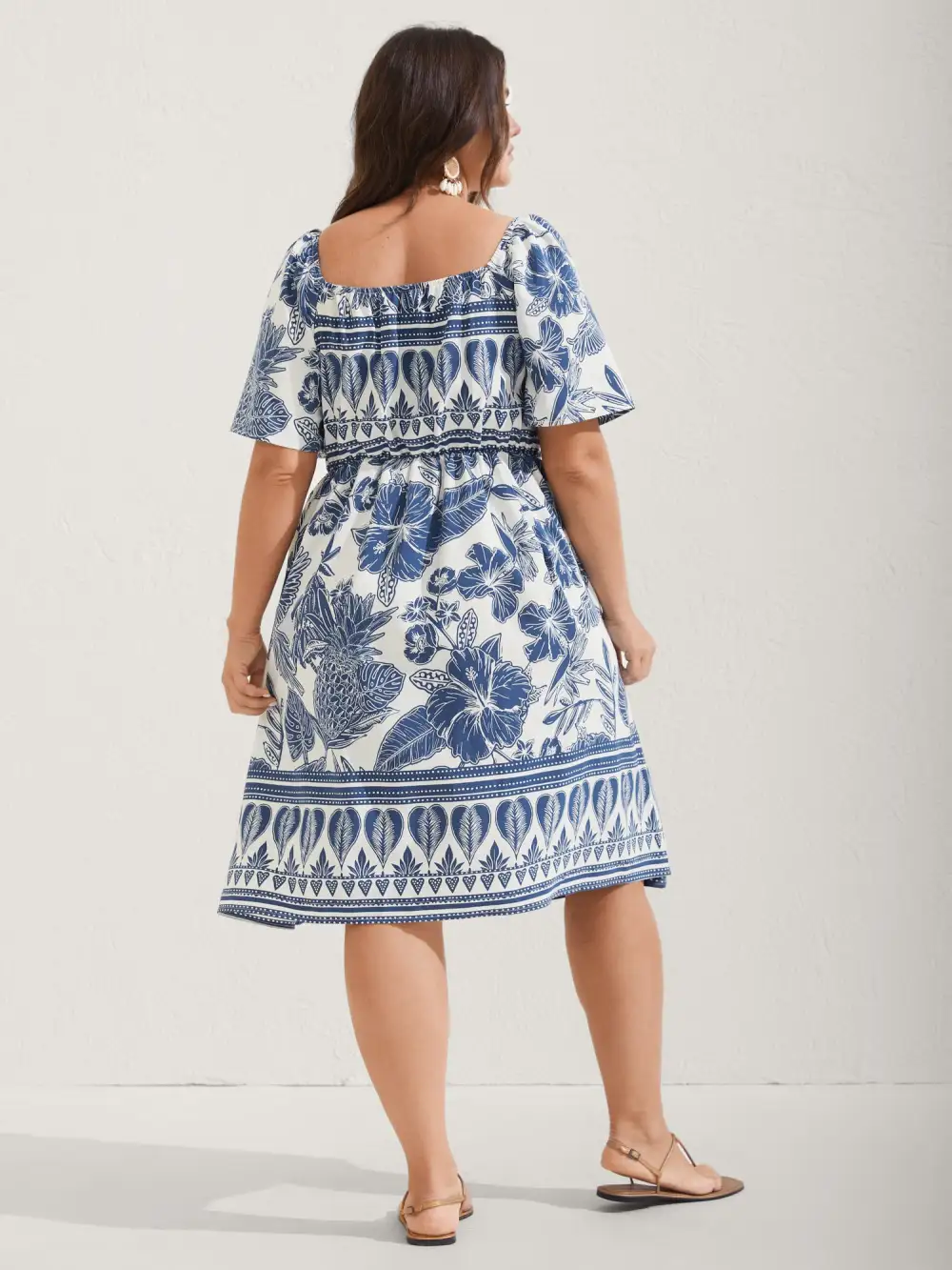 Boho Print Fit Flare Pockets Midi Dress