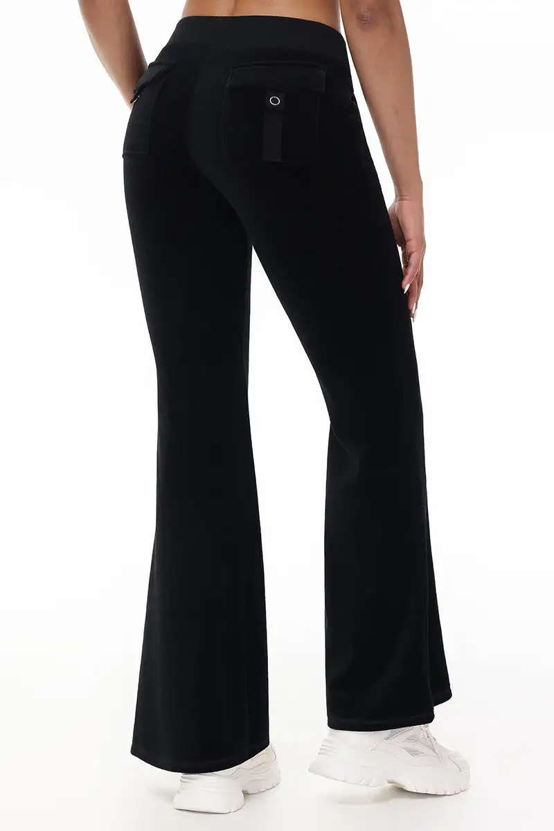 Juicy Roses Bling Snap Pocket Cotton Velour Pants