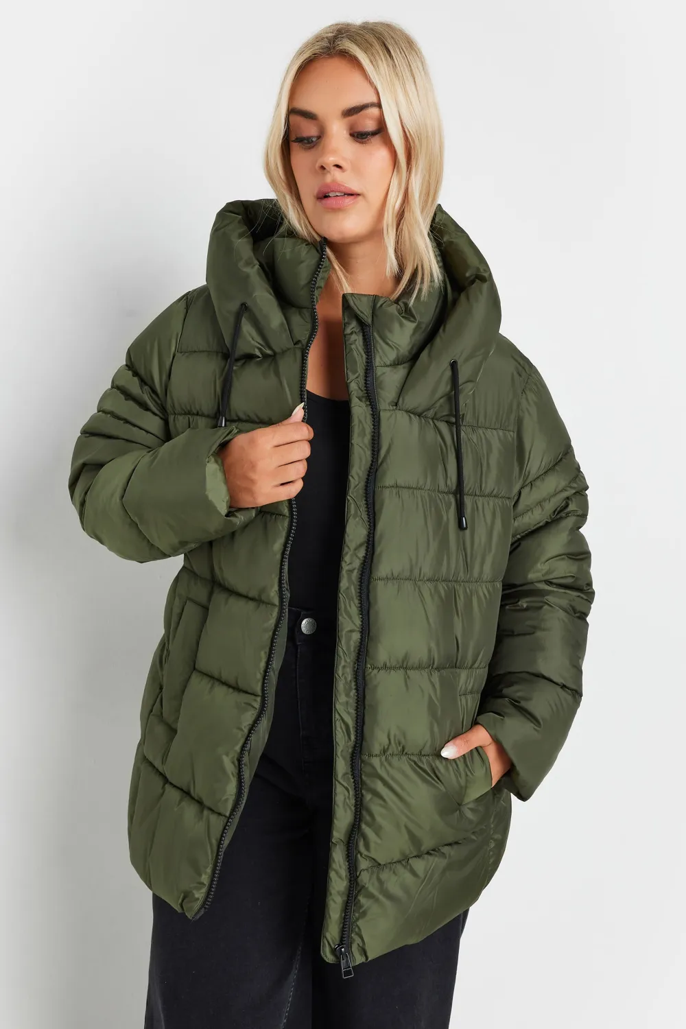 YOURS Curve Ivory White Sporty Puffer Coat