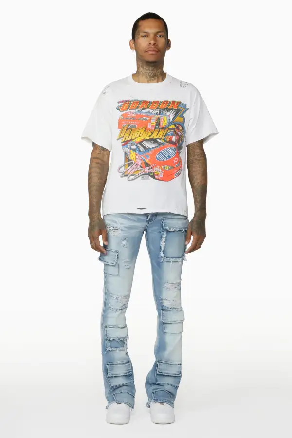 Glenn Blue Stacked Flare Jean