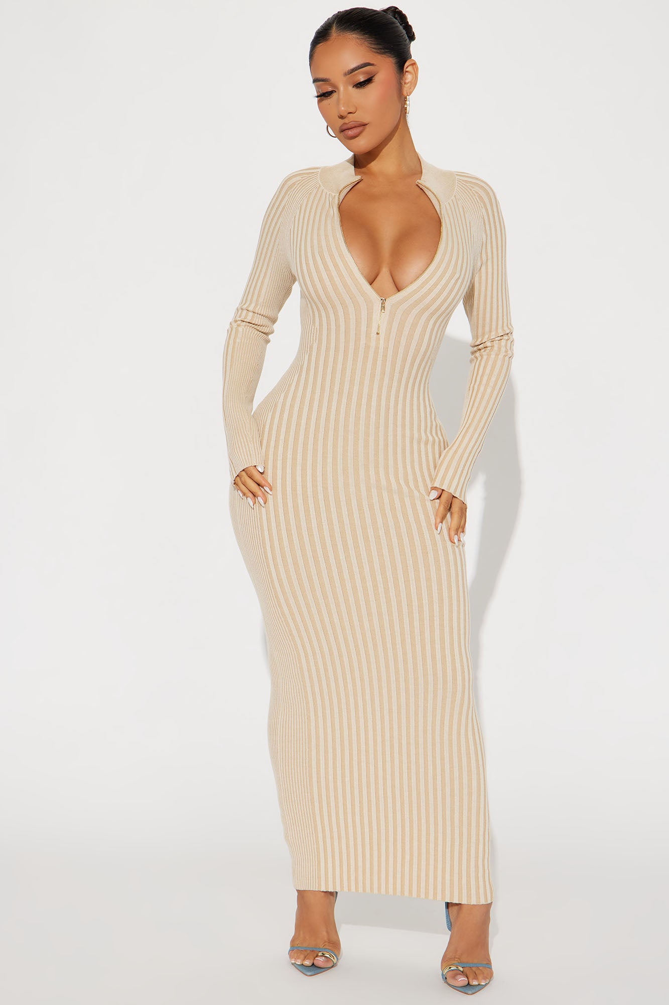 Keeping You Warm Sweater Maxi Dress - Cream
