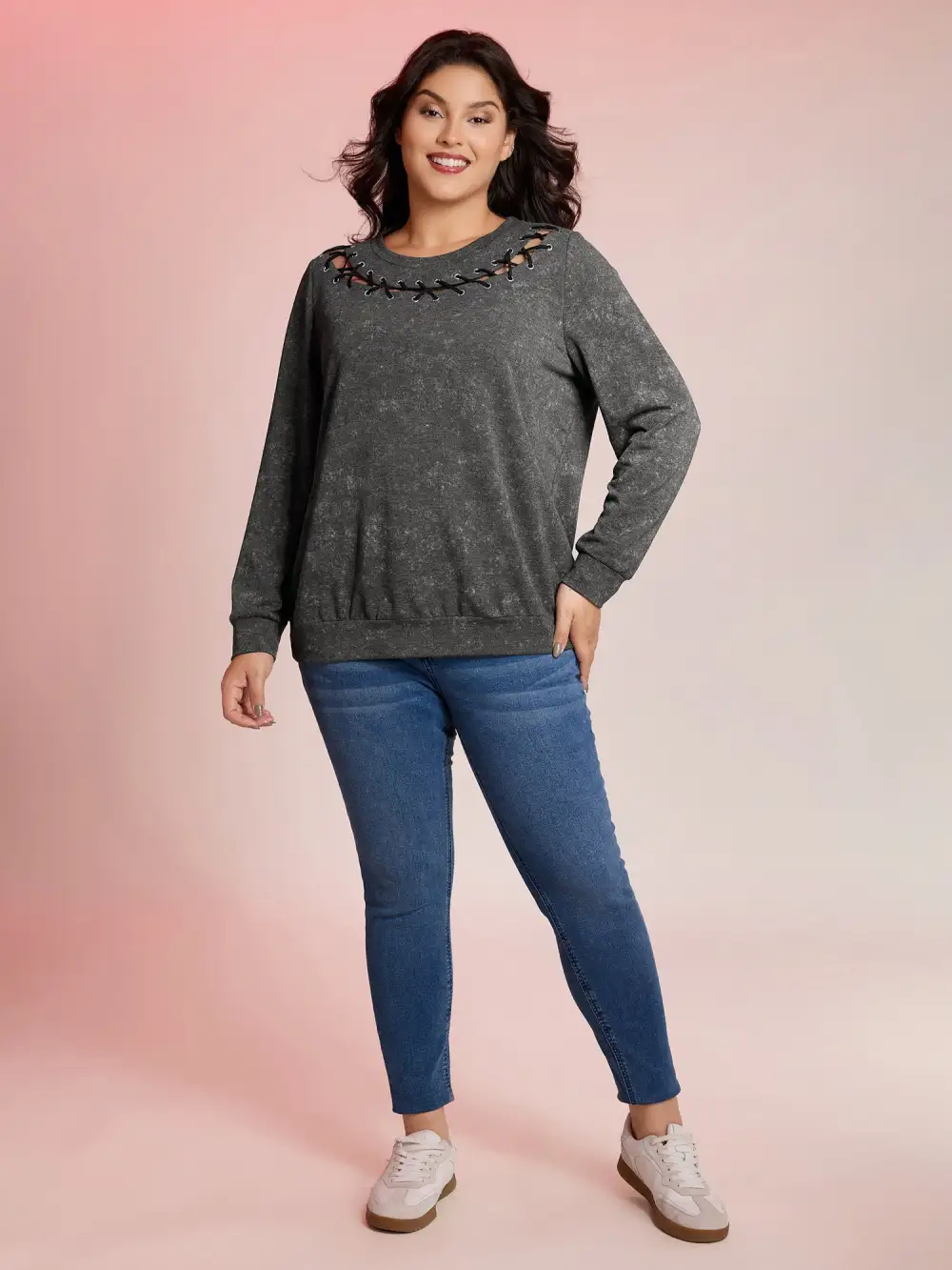 Halloween Cut-Out Neck Snowflake Effect Sweatshirt