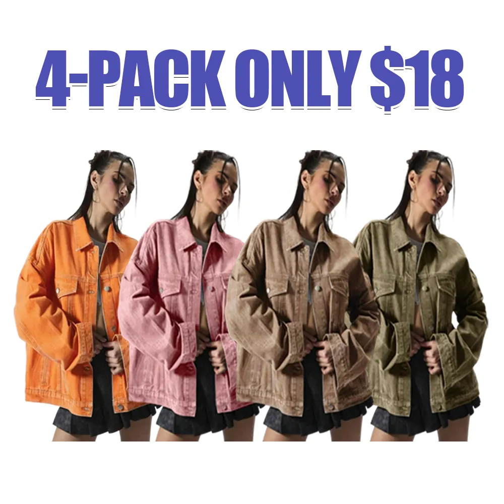 Women's Plain Button Front Drop Shoulder Denim Coat, Casual Fitted Long Sleeve Collared Pocket Outerwear for Daily Wear