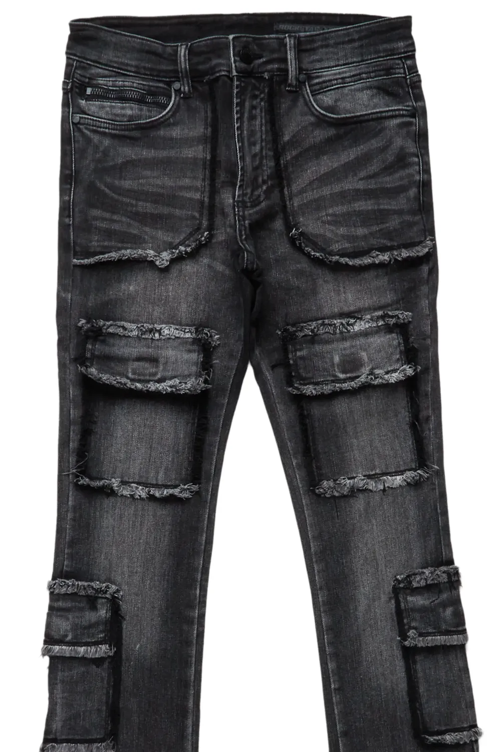 Tyrell Grey Stacked Flare Cargo Jean
