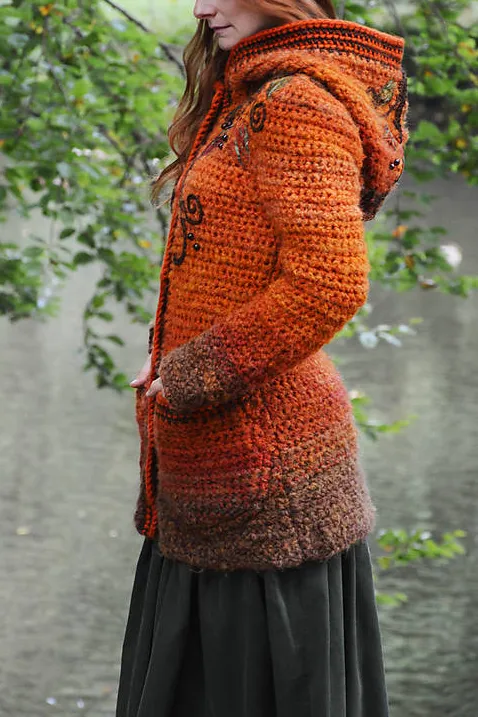 Women Long Sleeve Plus Size Orange Amber Outwear